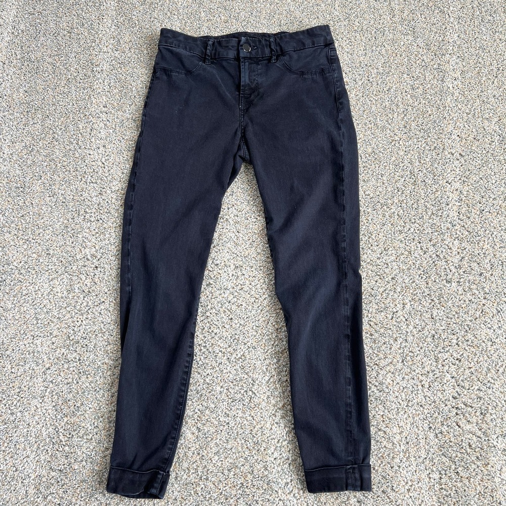 J. Brand Anja Pants Women's 25 Cuffed Skinny Leg Low Rise Black Stretchy Cropped